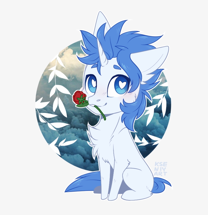 Kseniyart, Chest Fluff, Chibi, Flower, Heart Eyes, - Cartoon, transparent png download