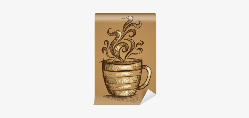 Sketch Doodle Coffee Cup Vector Illustration Art Wall - Doodle, transparent png download