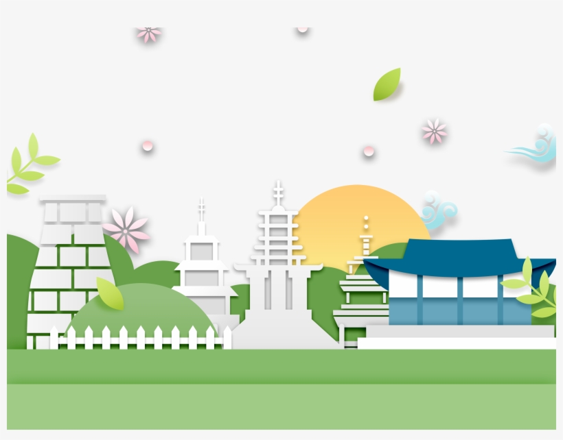 Hand Drawn Cartoon City Decoration Vector - Design, transparent png download