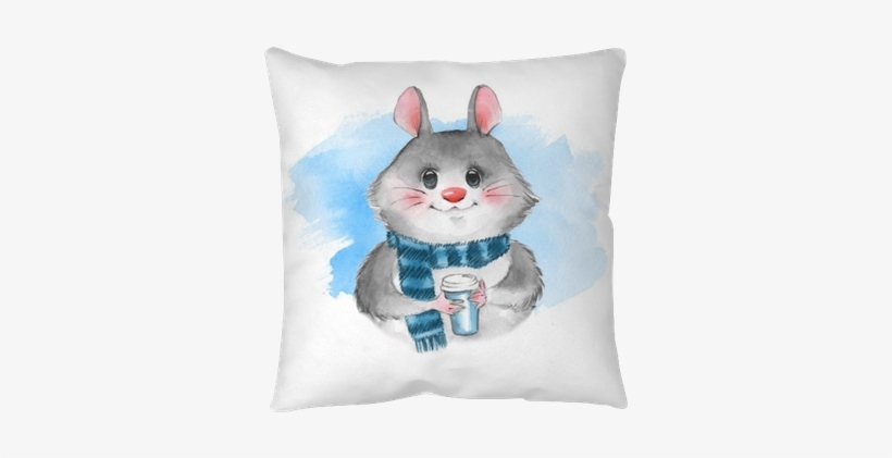 Cute Cartoon Mousel With Coffee Cup - Illustration, transparent png download