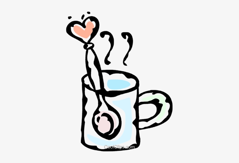 Cup Of Coffee With A Valentine Stir Stick Royalty Free - Clip Art, transparent png download