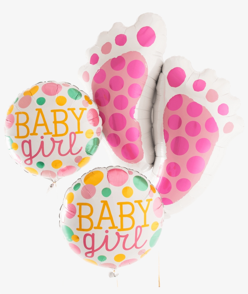 Baby Feet Pink Bunch - Baby Girl Dots 18 Inch Foil Balloon, transparent png download