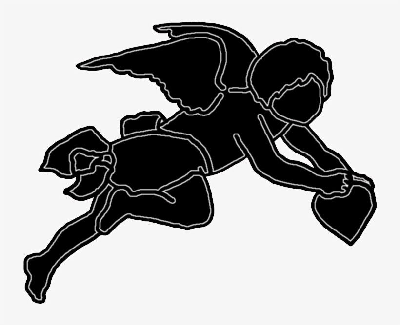 Cupid With Hearts Silhouette - Portable Network Graphics, transparent png download