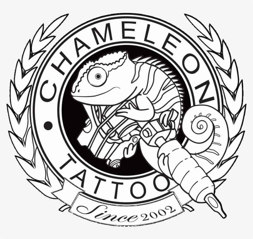 Black And White Chameleon With Tattoo Machine In Quoted - Gray Machine Tattoo Design, transparent png download