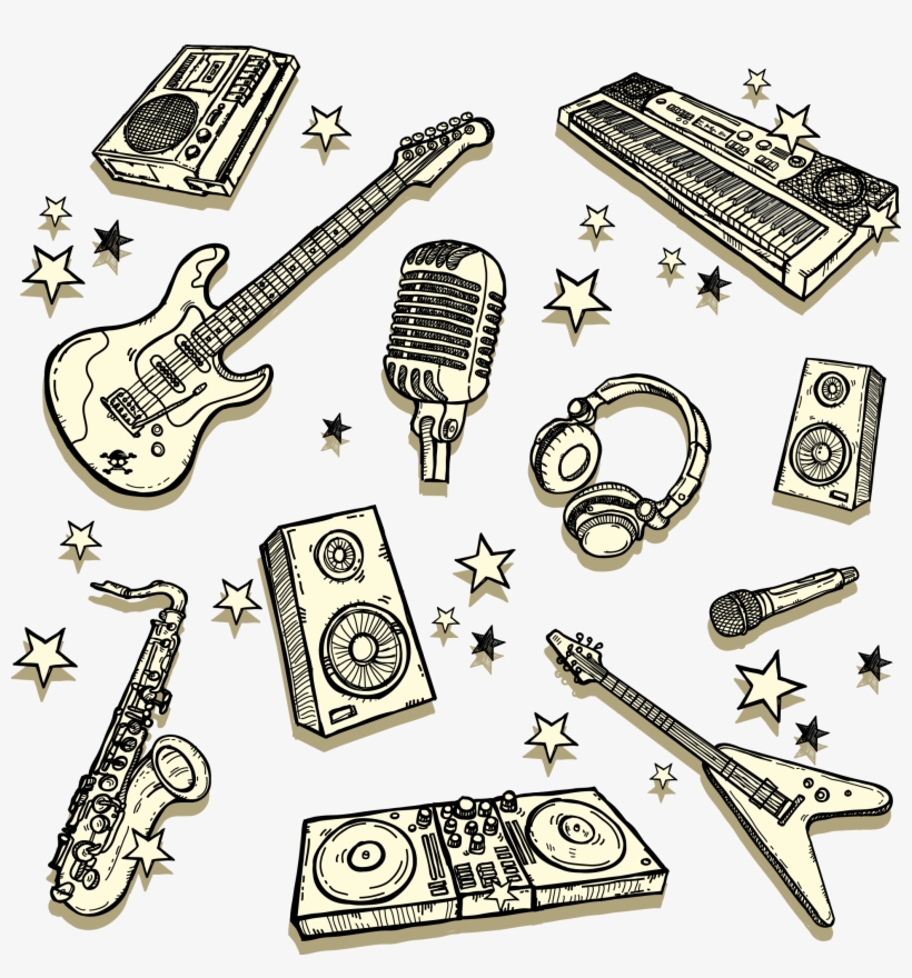 Hand-painted Guitar Sound Keyboard And Other Musical - Music, transparent png download