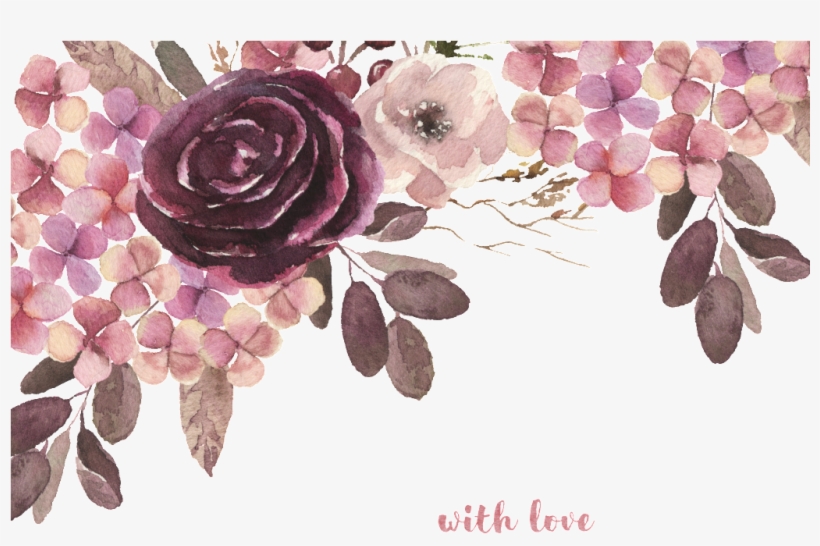 Dark Floral Watercolor Hand Painted Transparent - Watercolor Painting, transparent png download