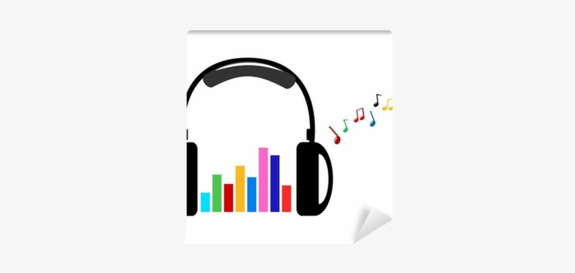 Headphone And Colorful Volume And Music Notes Wall - Music, transparent png download