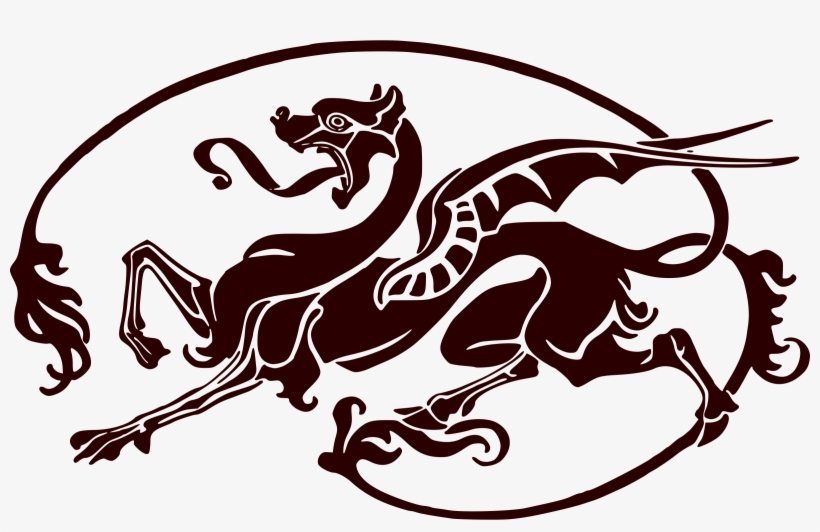 Nouveau Clip Art Clipart Black And Whtie Art Deco Border - Art Nouveau Dragon, transparent png download