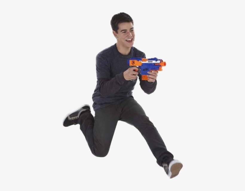 Personguy Running With A Nerf Gun - Guy With Nerf Gun, transparent png download