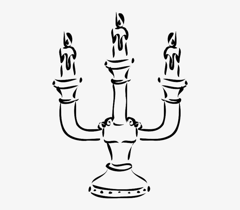 Candle, Outline, Cartoon, Flame, Light, Bars, Wax - Candelabra Clip Art Black And White, transparent png download