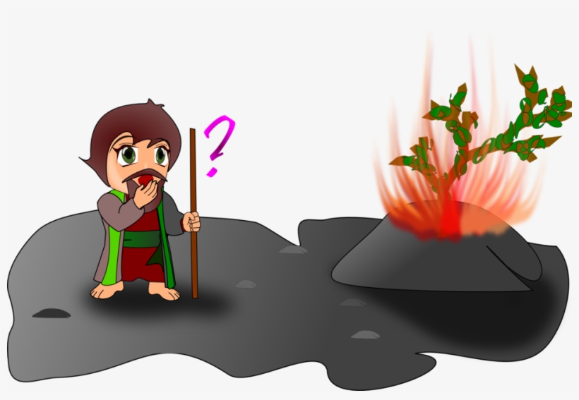 Fire, Cartoon, Flame, Burning, Bush, Moses - Moses And The Burning Bush Clipart, transparent png download
