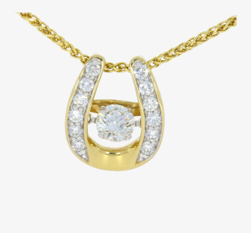 18ct Yellow Gold Diamond Horseshoe & Chain Certificated - Horse, transparent png download