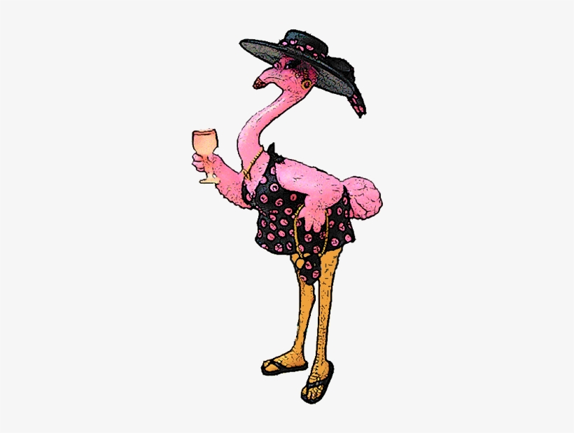 Dress Hat Sandals Da Up - Flamingo In A Dress Cartoon, transparent png download