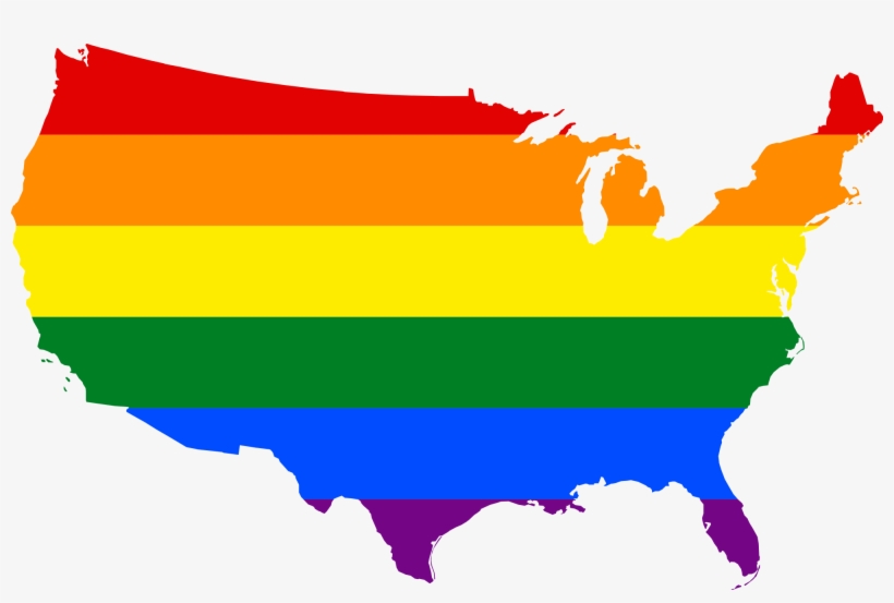 Lgbt Flag Map Of The United States - Lgbt Us Map, transparent png download