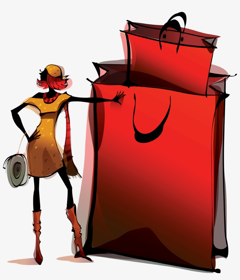 Shopping Girl Hand-painted Watercolor 4134*4451 - Glamour, transparent png download