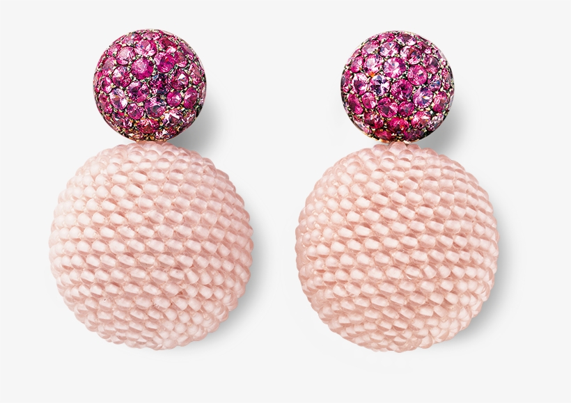 Beaded Earrings With Rosequarz And Sapphires - Rose Quartz, transparent png download