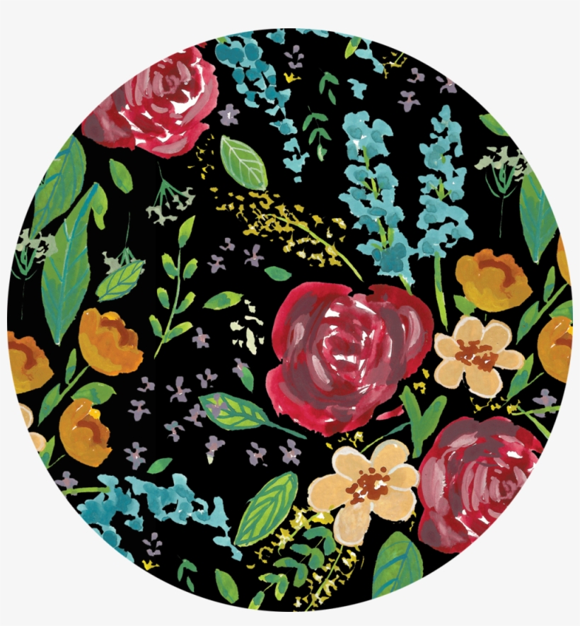 Dark Florals Pattern Circle - Artificial Flower, transparent png download