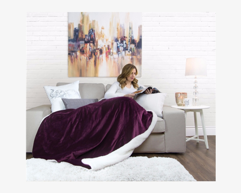 Sunbeam Heated Throw - Sunbeam Reversible Sherpa/royalmink Heated Throw Blanket, transparent png download