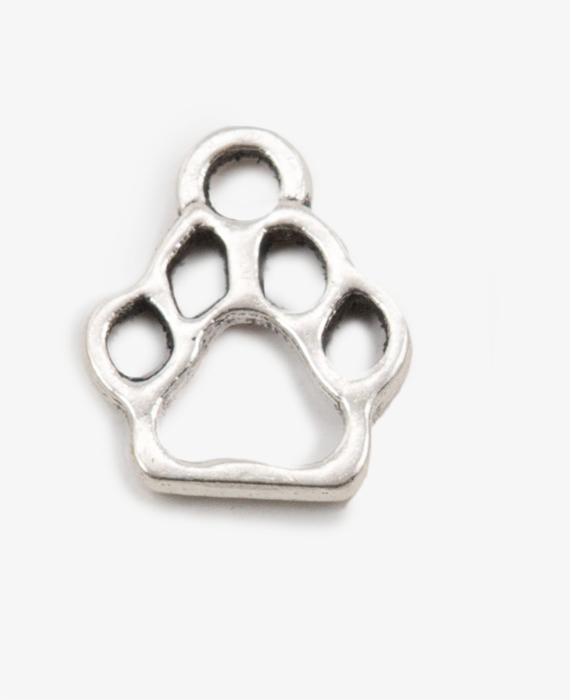 Silver Paw Print Charm - Silver, transparent png download