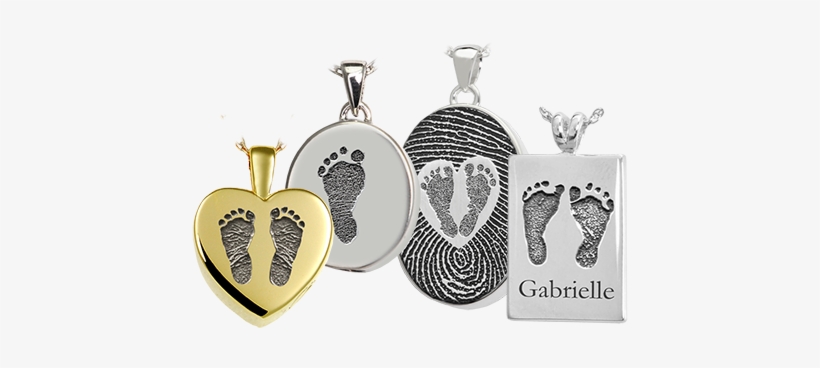 Baby Feet Print Cremation Jewelry - Footprints Heart Fingerprint Oval Sterling Silver Cremation, transparent png download