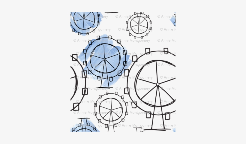 Ferris Wheels Watercolor Large - River Thames, transparent png download