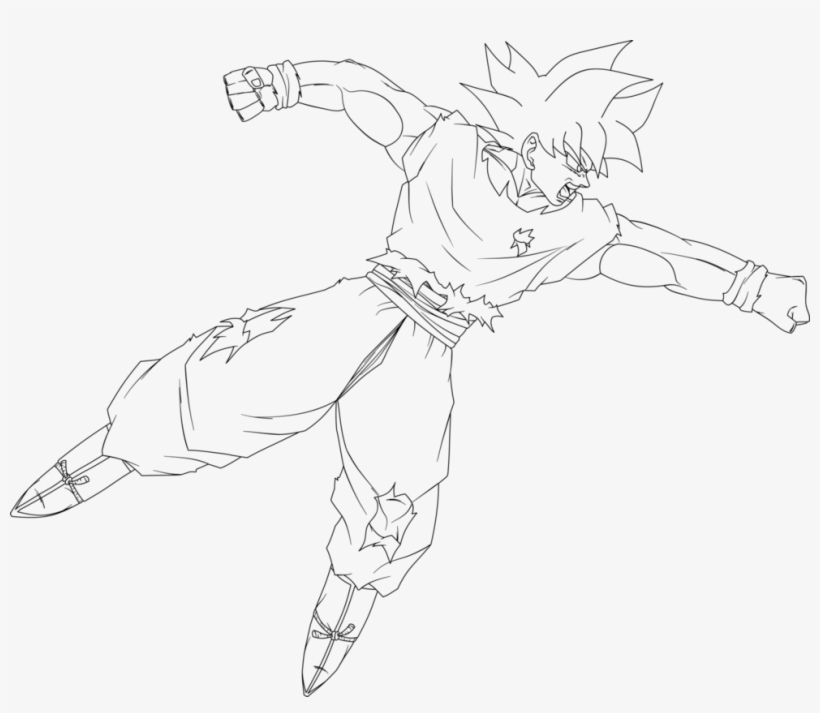 Ultra Instinct Goku Punching Lineart By Dragonballaffinity - Goku Ultra Instinct To Color, transparent png download