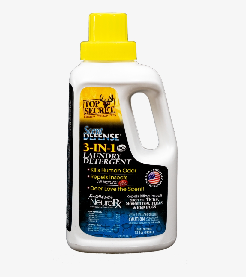 Top Secret Deer Scents Defense Laundry Front - Scent Defense Laundry Detergent 32oz, transparent png download
