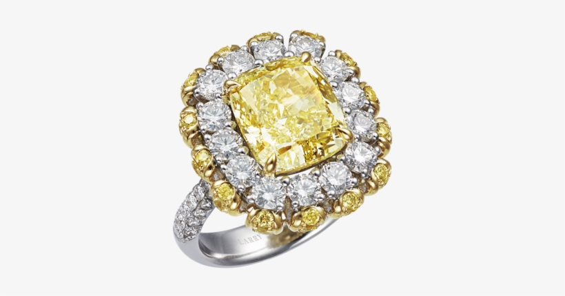 Cushion Cut Fancy Yellow Diamond Ring - Jewellery, transparent png download