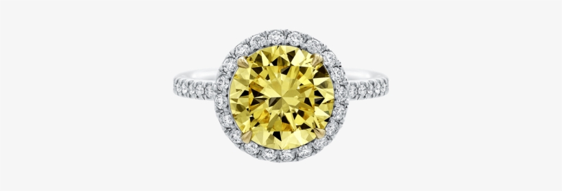Oval-shaped Yellow Diamond Micropavé Ring - Engagement Ring, transparent png download