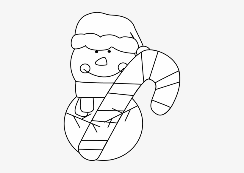 Black And White Black And White Christmas Snowman With - Candy Cane Images Black And White, transparent png download