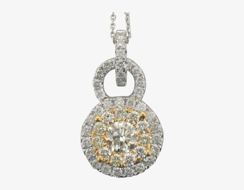 14k White Gold White And Yellow Diamond Pendant, transparent png download