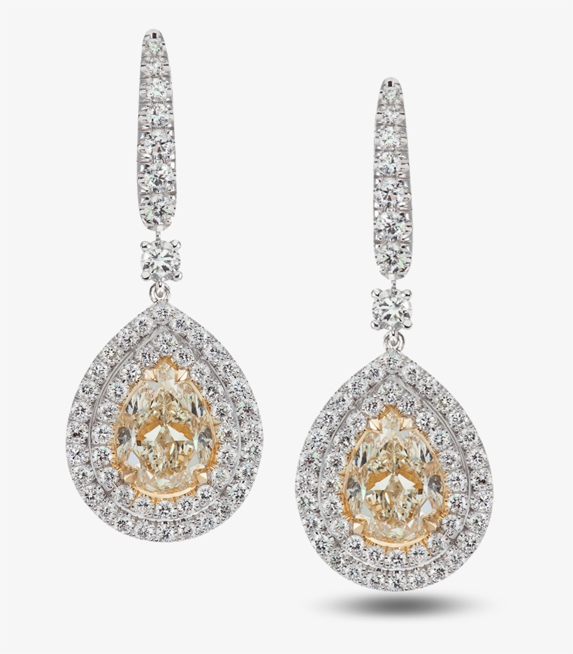 Earrings Krystal Halo Yellow Diamond Pave Steven Kirsch - Earrings, transparent png download