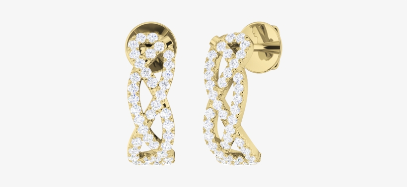 Diamond Woven Earrings 9 Carat Yellow Gold - Stylerocks Diamond White Gold Woven Diamonds Drop Earrings, transparent png download
