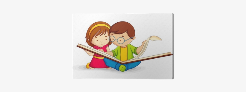 Vector Illustration Of Kid Reading Open Book Sitting - Kid Reading Books Transparent PNG