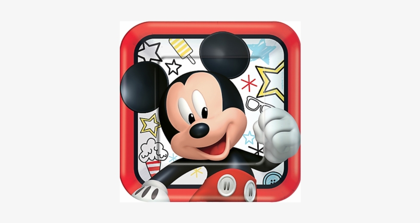 Mickey On The Go Birthday Square Paper Lunch Plates, - Mickey Mouse, transparent png download