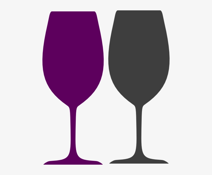 Purple And Gray Wine Glasses Clip Art - Wine Glass Clipart Purple, transparent png download