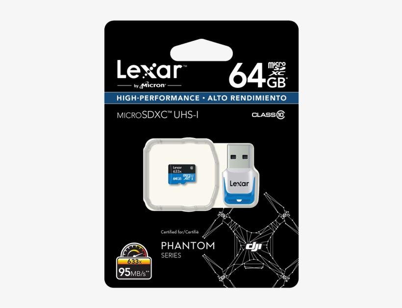 Lexar 64g Micro Sd Card - Lexar 16gb 633x Uhs-i U1 Microsdhc Class 10 Card Including, transparent png download