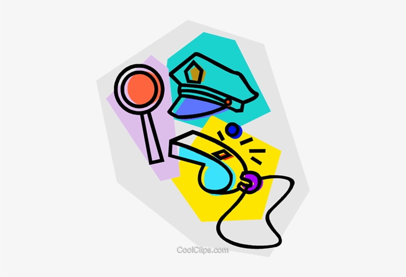 Police Hat, Whistle And Magnifying Glass Royalty Free - Bezpieczna Droga Do Szkoły, transparent png download
