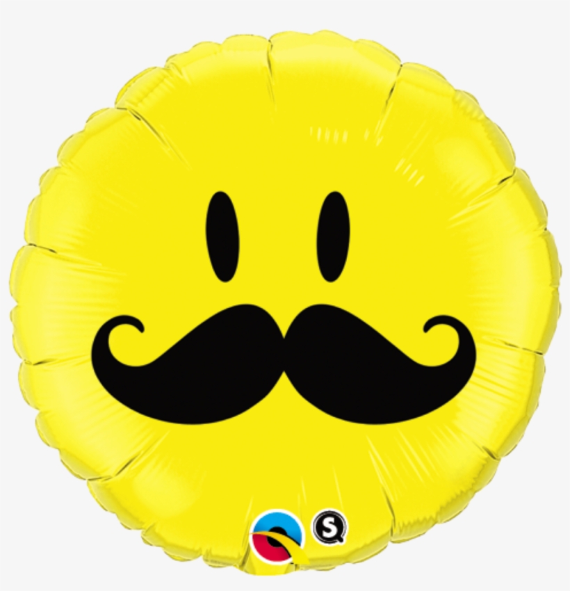 Moustache Emoji Foil Balloon - 18" Yellow Smiley Face With Mustache Foil Balloon, transparent png download