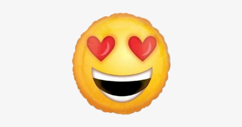 Emoji Love Foil Balloon - Heart Eyes Smiley Valentine's Day Balloon, transparent png download