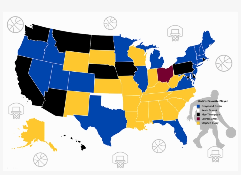 Most Searched Player In The Nba Finals For Each State - Percentage Of Women In State Legislatures 2016, transparent png download