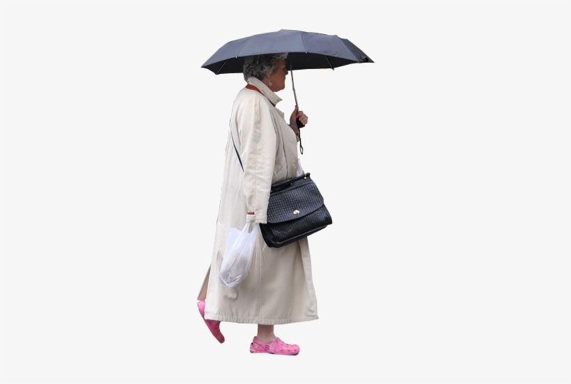 Woman Walking Png Old Lady With An Umbrella - Person With Umbrella Png, transparent png download