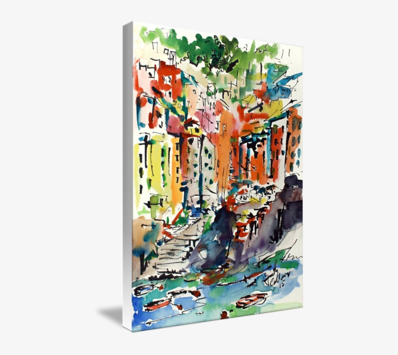 "italy Riomaggiore Expressive Modern Watercolor" By - Gallery-wrapped Canvas Art Print 24 X 24 Entitled Abstract, transparent png download