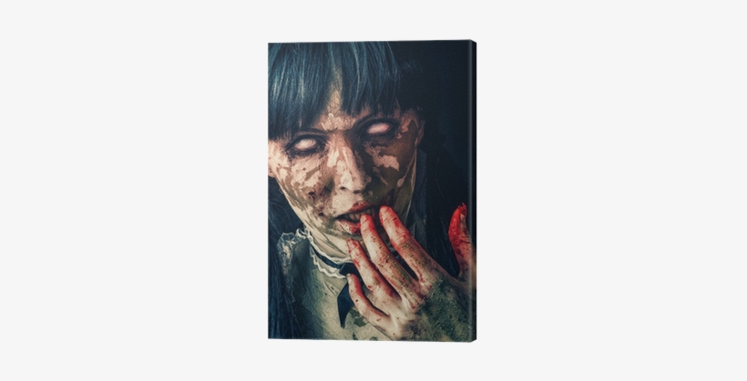 Scary Zombie Woman With Bloody Eyes Canvas Print • - 97,5 Zombies - Ebook, transparent png download
