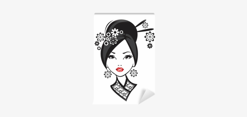 Black And White Illustration Of Elegant Japanese Woman - Donne Giapponesi Bianco E Nero, transparent png download