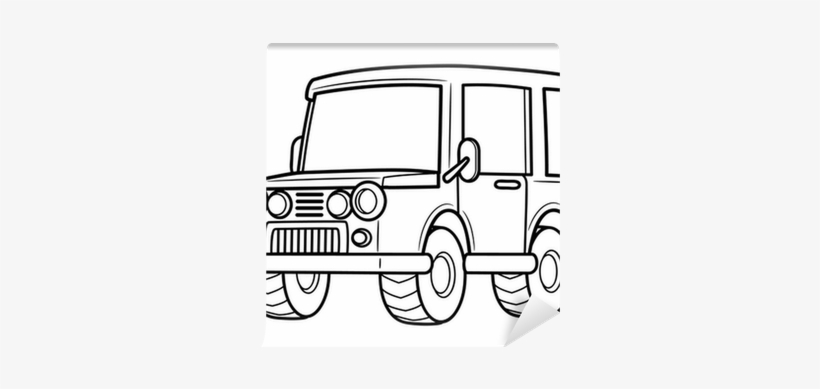 Vector Illustration Of Cartoon Car Wall Mural • Pixers® - Cartoon Car Coloring, transparent png download
