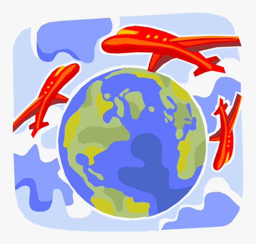 Vector Illustration Of Commercial Passenger Jet Aircraft - Earth, transparent png download