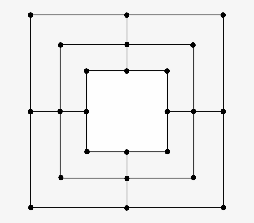 Box, Square, Target, Cursor, Dots, Lines, Line, Dot - Nine Men's Morris Board To Print, transparent png download