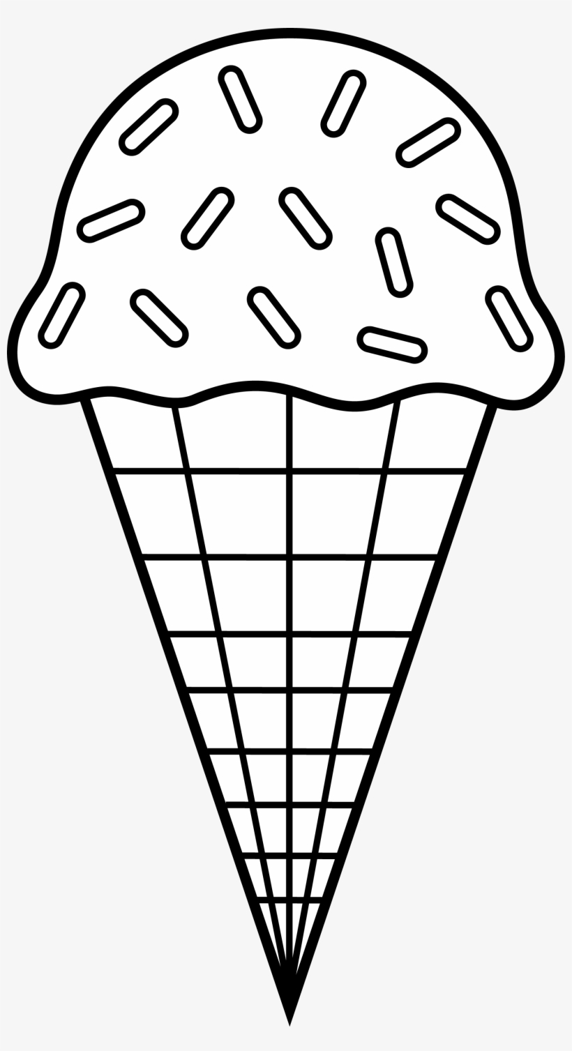 Colorable Ice Cream Line Art - Ice Cream Black And White, transparent png download