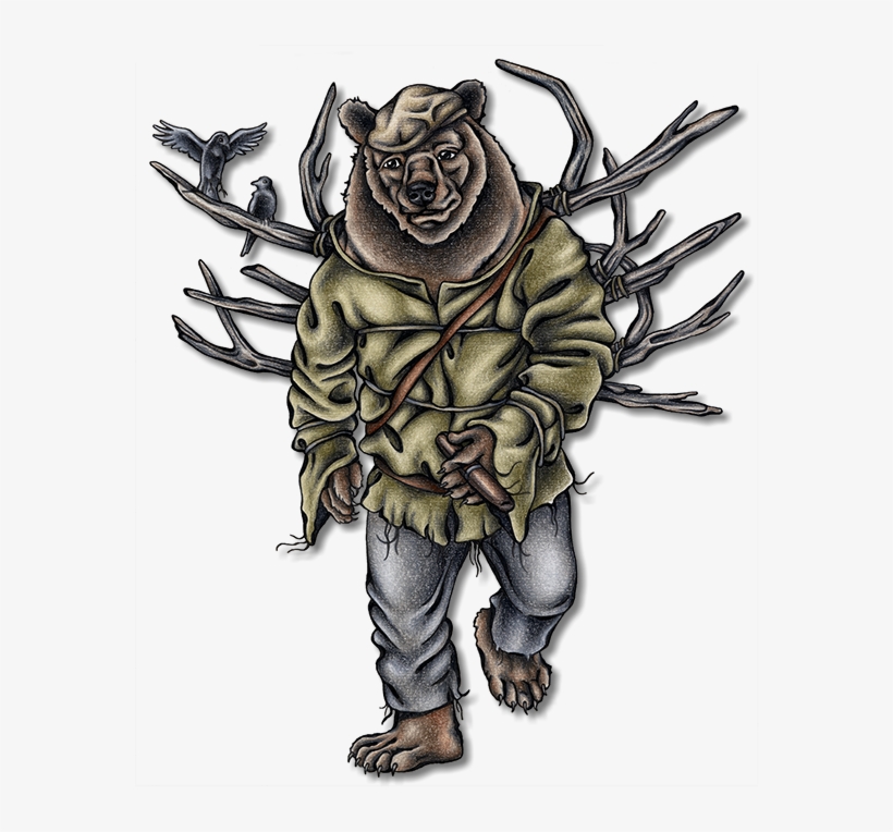A Half Grizzly Bear, Half Ojibwe Totem Troll From Saskatchewan, - Cartoon, transparent png download